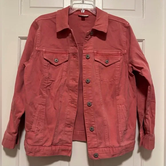 Style & Co.—Denim Jacket, S, Coral/Salmon/Pink, EUC—Worn & Washed Once! So cute! - Picture 1 of 5